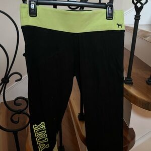 Victoria's Secret Kids Black Leggings with Green Waistband